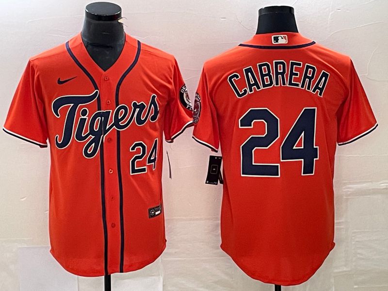 Men Detroit Tigers 24 Cabrera Orange Game Nike 2023 MLB Jersey